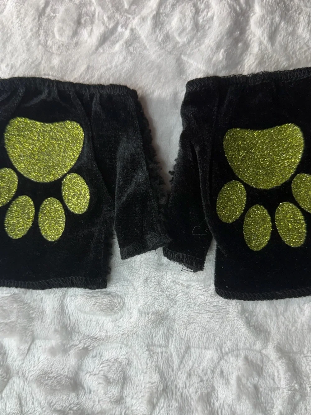 Black Cat Paw-Print Kids Halloween Costume Dress with Lime Bow Accent